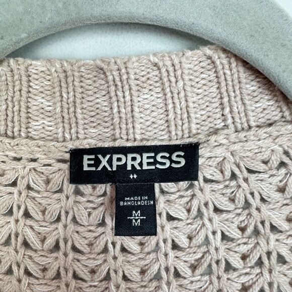 EXPRESS | Open Knit Open Front Beige Tan Cardigan with Pockets Women’s Size M - Picture 6 of 10